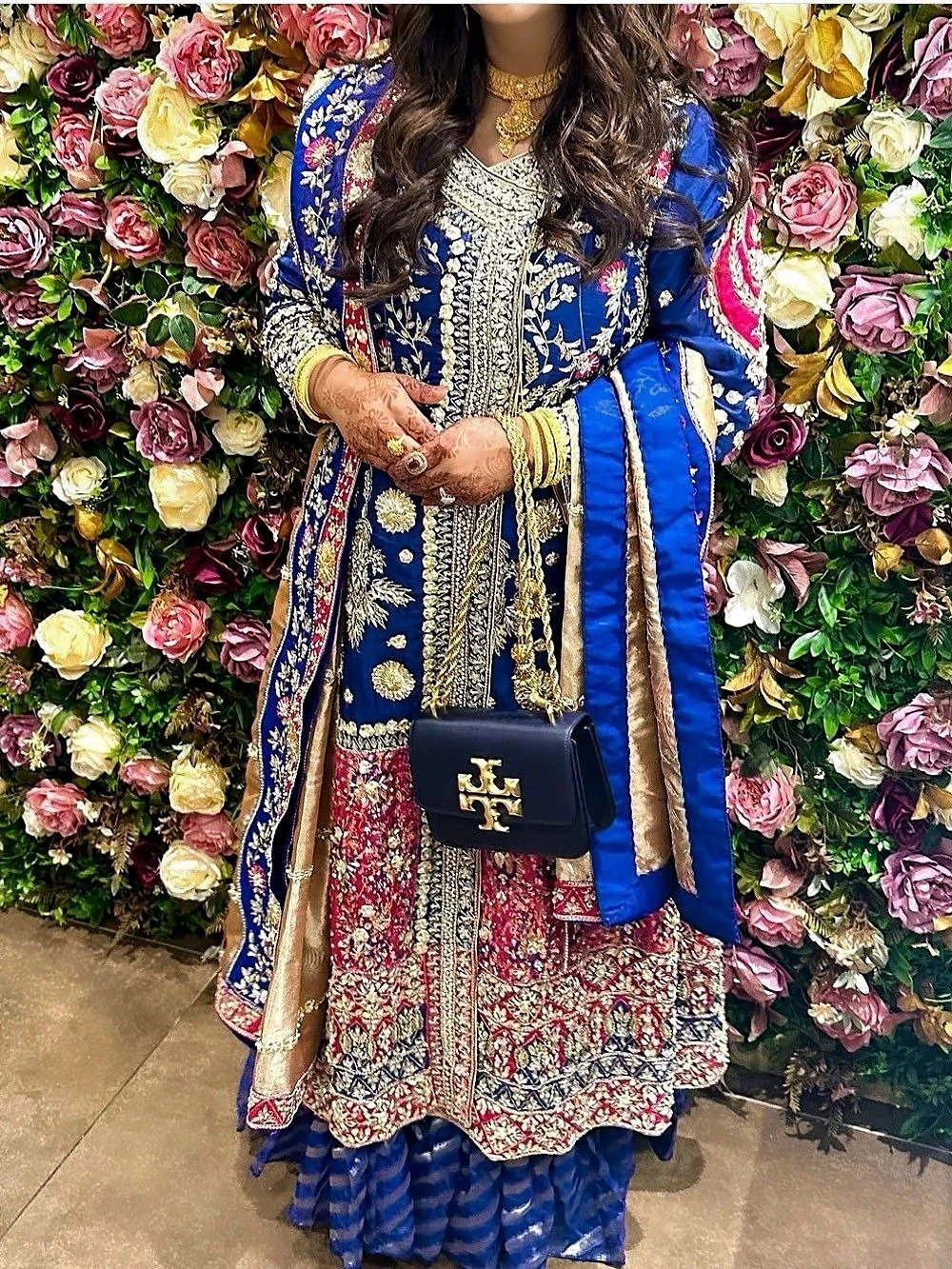Blue Floral Embroidered Dress